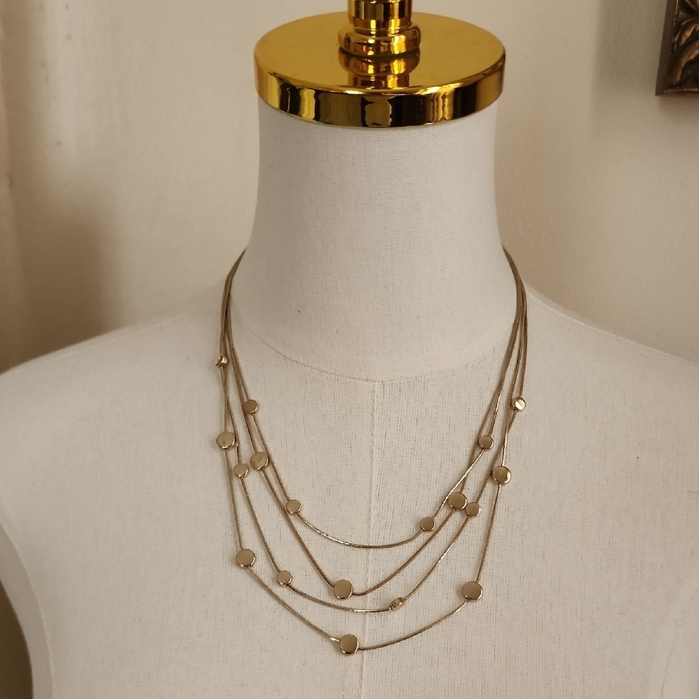 Gold-Tone Multi-Layer Necklace Adjustable